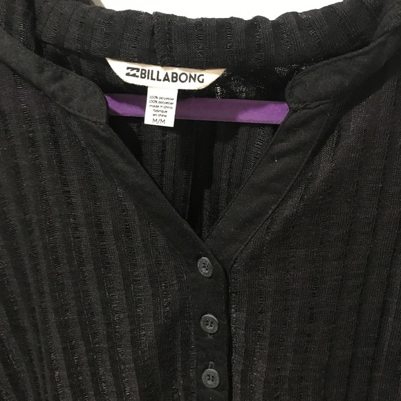 Billabong Ribbed See-Through Hooded 3/4 Sleeve Top - Picture 3 of 7